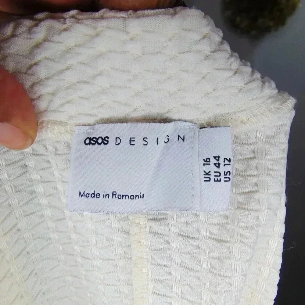 asos design womens cream textured dress sz 12 - Picture 6 of 7